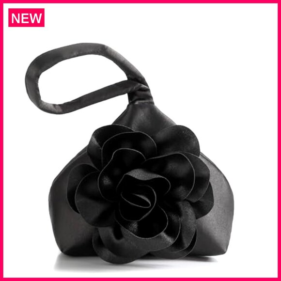 Satin Floral Clutch Evening Bag Wristlet Purse for Party Wedding